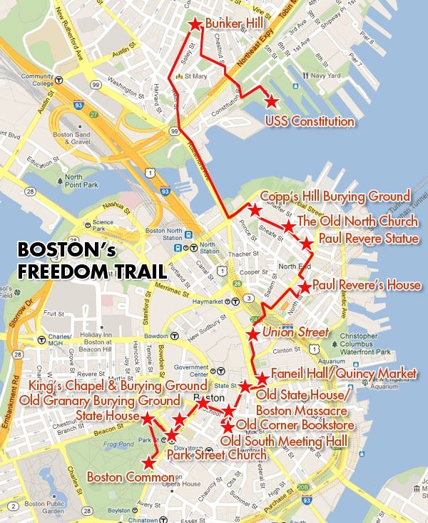 Explorando a Freedom Trail Boston Map